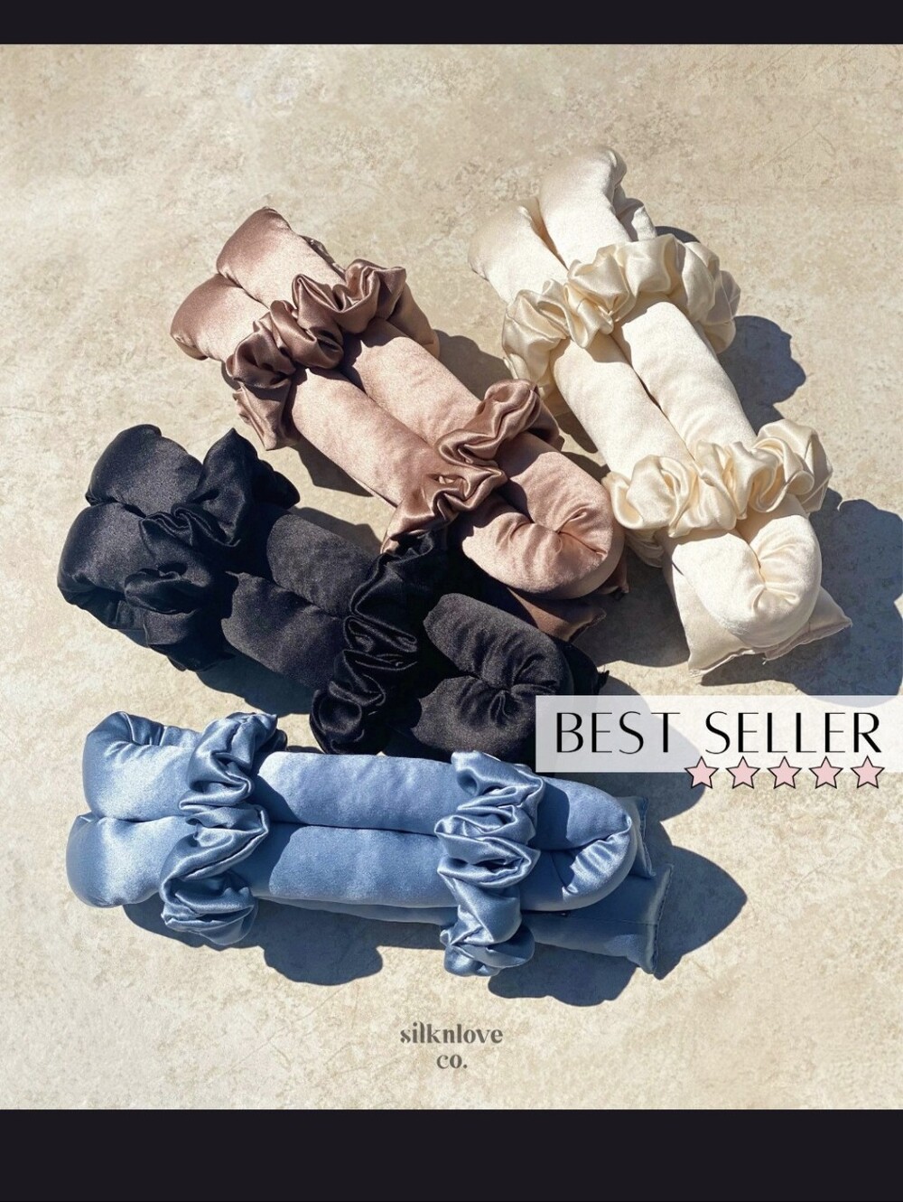 SILK! Black Heatless Curler + Scrunchies